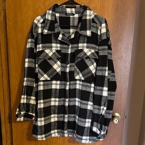 Black and White Plaid Button-Up shacket